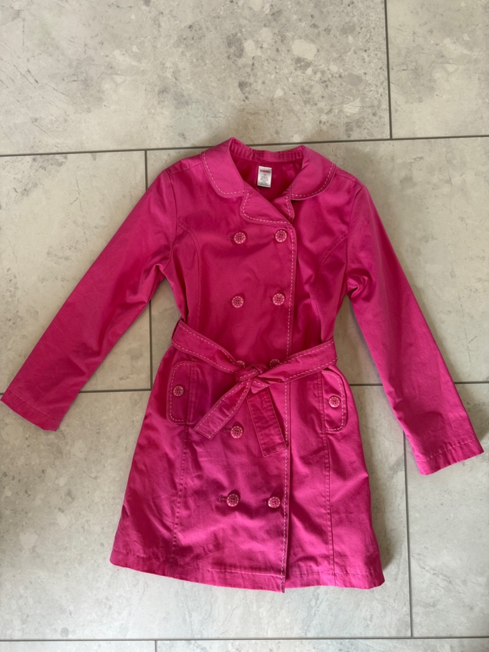 Gymboree Girls Bright Pink Double-Breasted Trench Coat, size 10